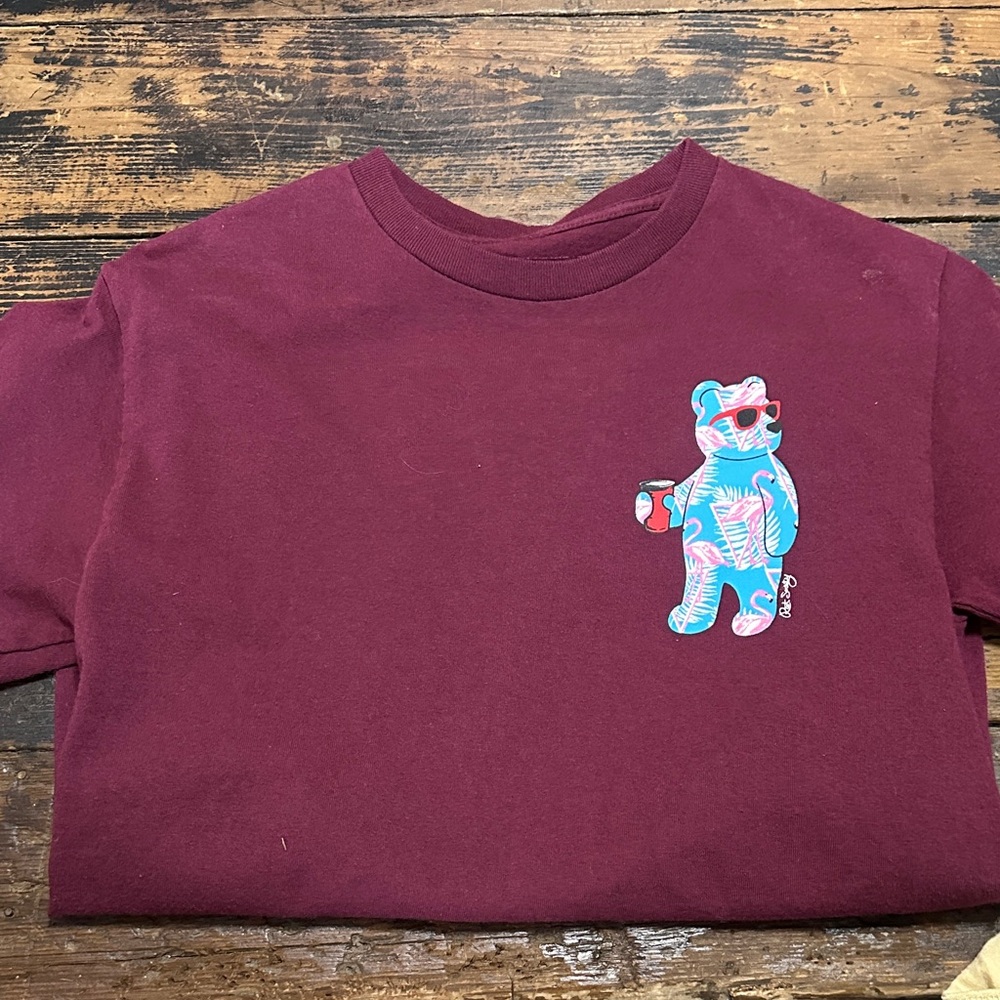 riot society Maroon Tee with Tropical Bear Graphic